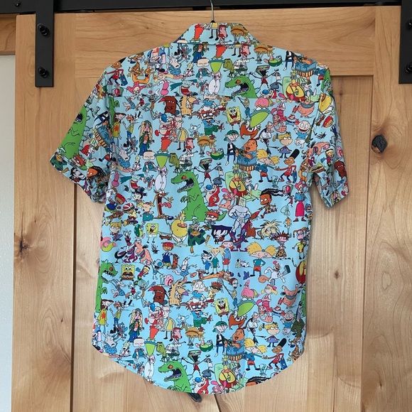 RSVLTS Nickelodeon Cartoon Print Casual Shirt - Blue and Green - Picture 4 of 6